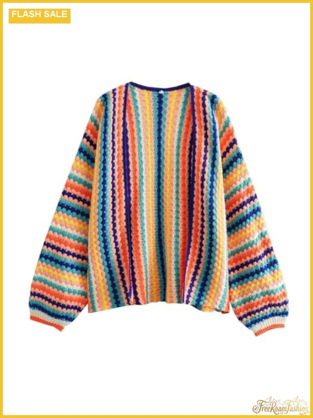 Women's Boho Knit Cardigan Open Front Long Sleeve Sweater